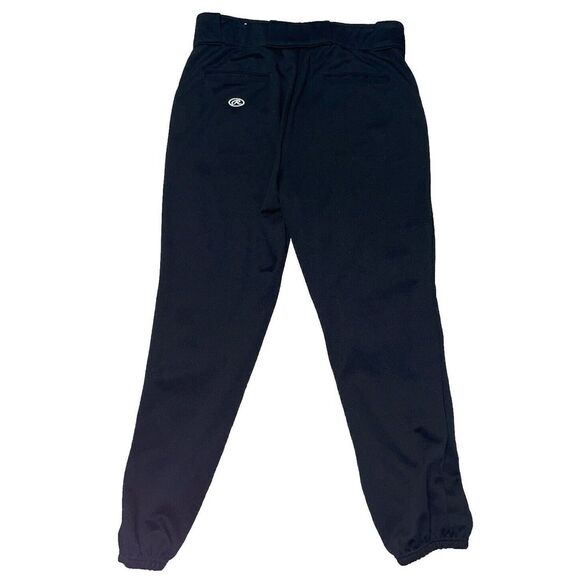 Adult Rawlings✨ Baseball Pants Black Semi Relaxed Fit Full Length Cuffed Size L - Picture 2 of 3
